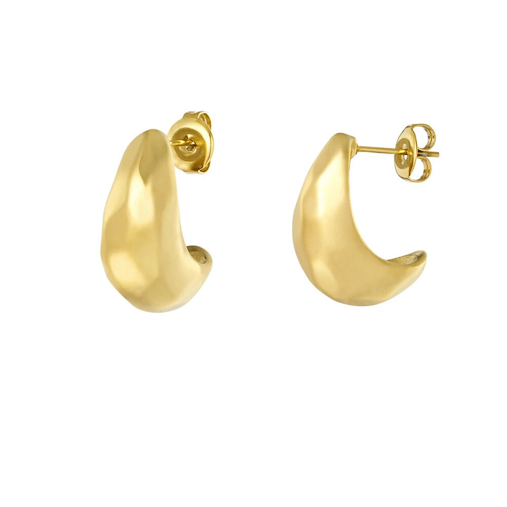 FRENCH RIVIERA | Luna Hoops – taotut kirurginteräsrenkaat (kulta)