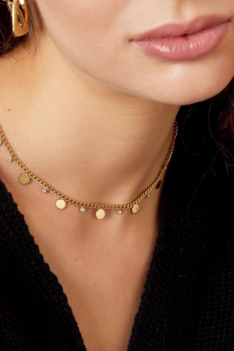 French Riviera | Luna Glow – laattakaulakoru kirurginteräksestä (kulta)