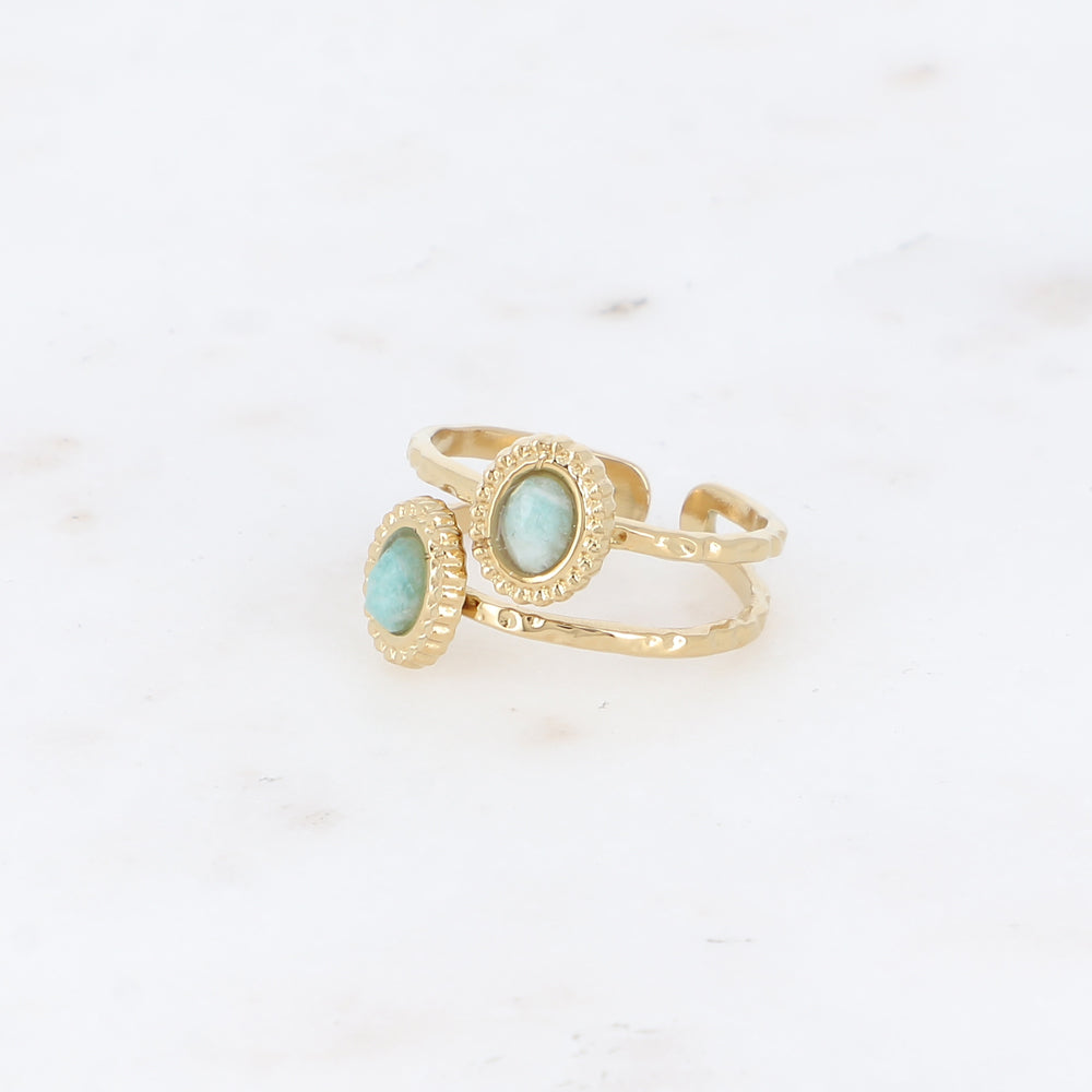 Bohm Paris vihreä luonnonkivisormus amatsoniitti.