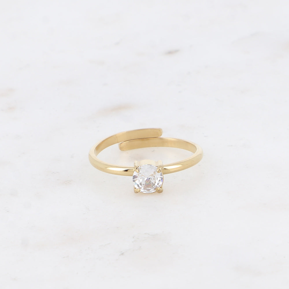 FRENCH RIVIERA |Beata Ring in Black - surgical steel ring with stones