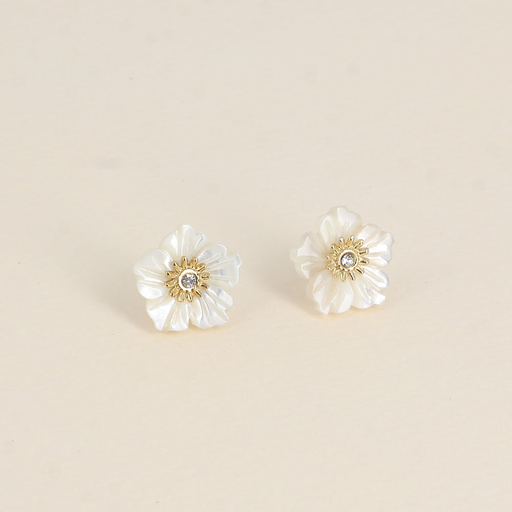 BOHM PARIS | Boucles Elfie - helmiäiskukka korvanapit kristallilla