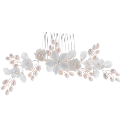 ATHENA BRIDAL | Yvonne -kukkakoristeinen muotoiltava hiuskoru (hopea)