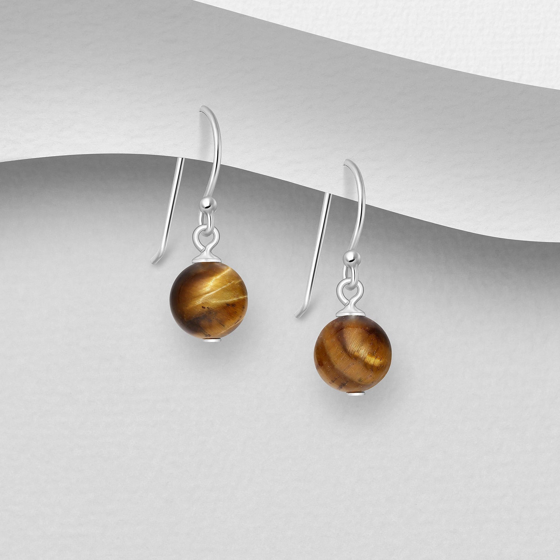 Elvira tiikerinsilmäkorvakorut hopeaa – Premium Collection