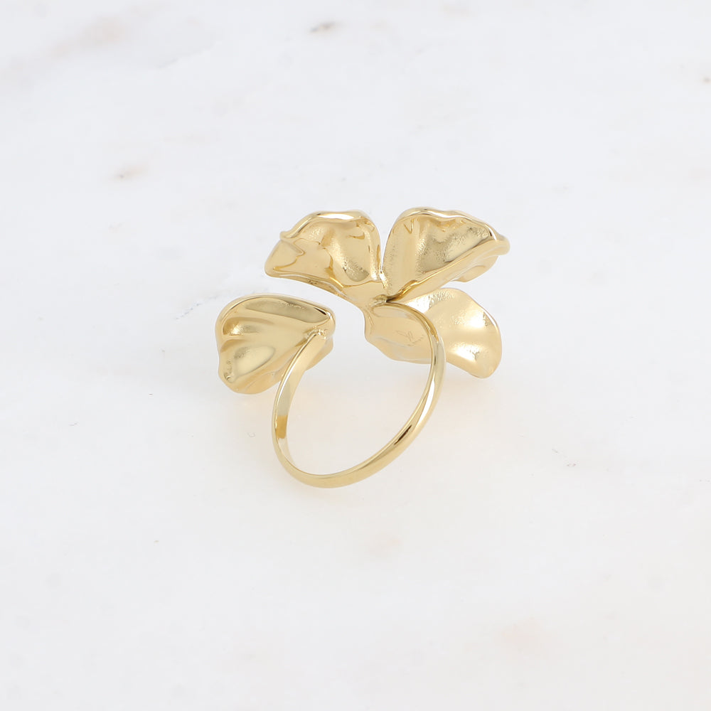 Bohm Paris näyttävä lehtikuvio sormus säädettävä, takaa kuvattuna.