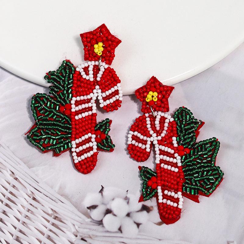 Christmas earrings, Candy Cane-like candy earrings