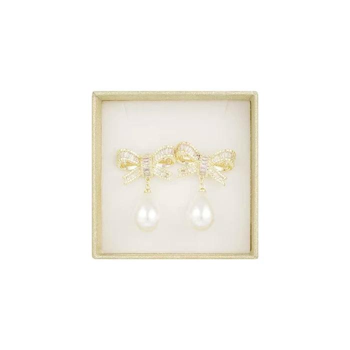 FRENCH RIVIERA | Pearly Bow -rusettinapit lahjarasiassa (kulta)