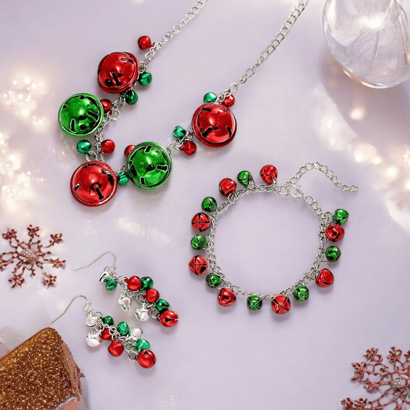 Christmas jewelry set, decorated with Jingle Bells