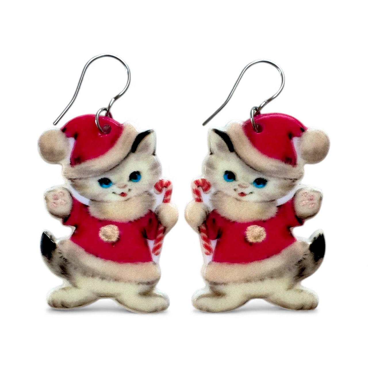 Jouluiset kevyet kissakorvakorut akryylia ja kirurginterästä.