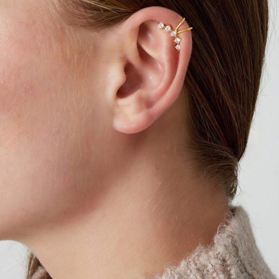FRENCH RIVIERA | Crystal Curve -hopeanvärinen ear cuff