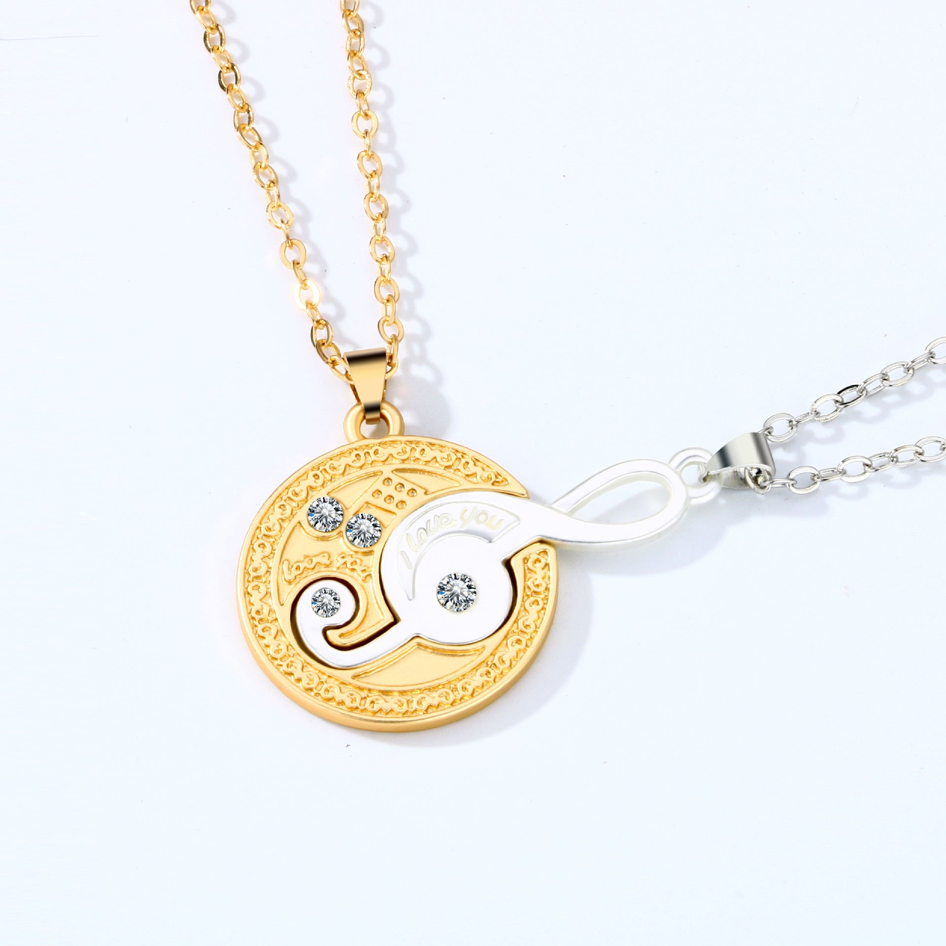 Best Friends Moon Melody -ystäväkaulakorusetti – kultainen levy ja hopeinen nuottiavain