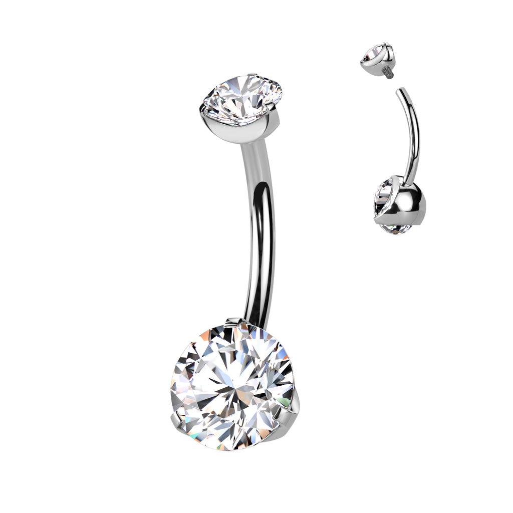 Napakoru, Titanium Prong Set Round CZ Mini in Clear/Silver