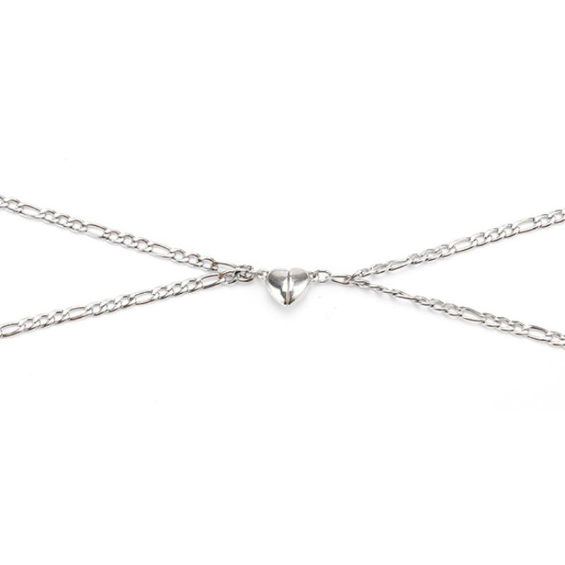 Magneetilla yhdistyvä sydänkaulakoru pariskunnille – Together Silver Magnet Heart