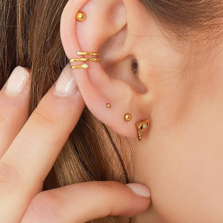 FRENCH RIVIERA | Minimal Glow -hopeanvärinen ear cuff