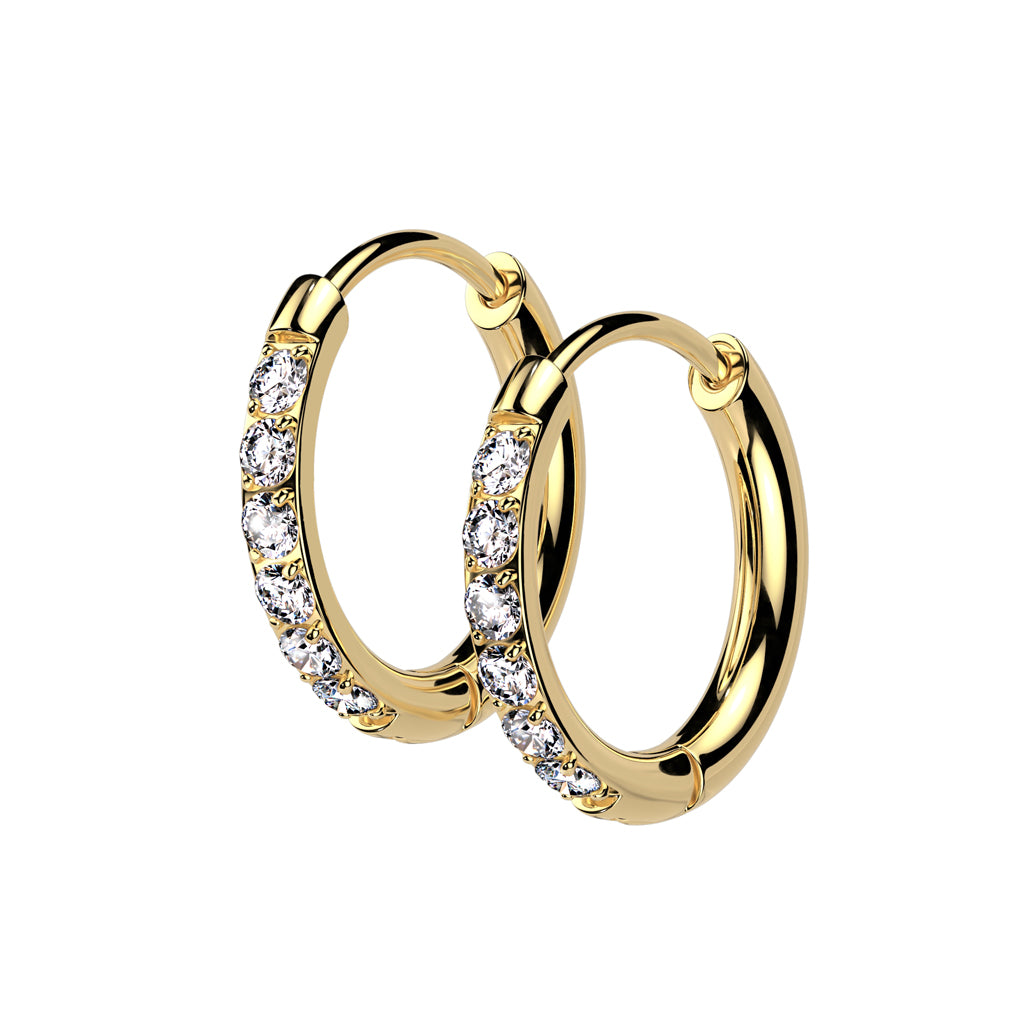 Kullanväriset Capri-korvarenkaat kirkkaalla Cubic Zirconia -kristallirivillä