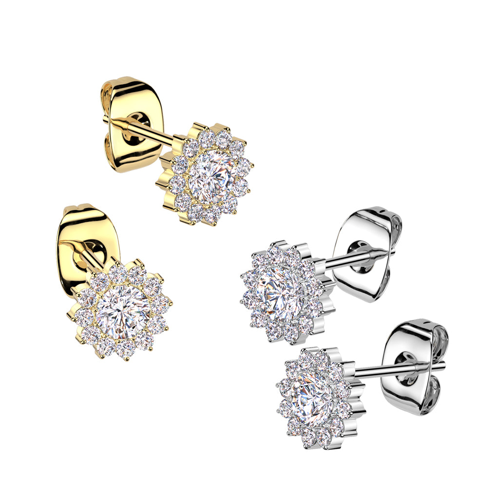 Florencia-kukkakorvakorut kirkkailla Cubic Zirconia -kristalleilla