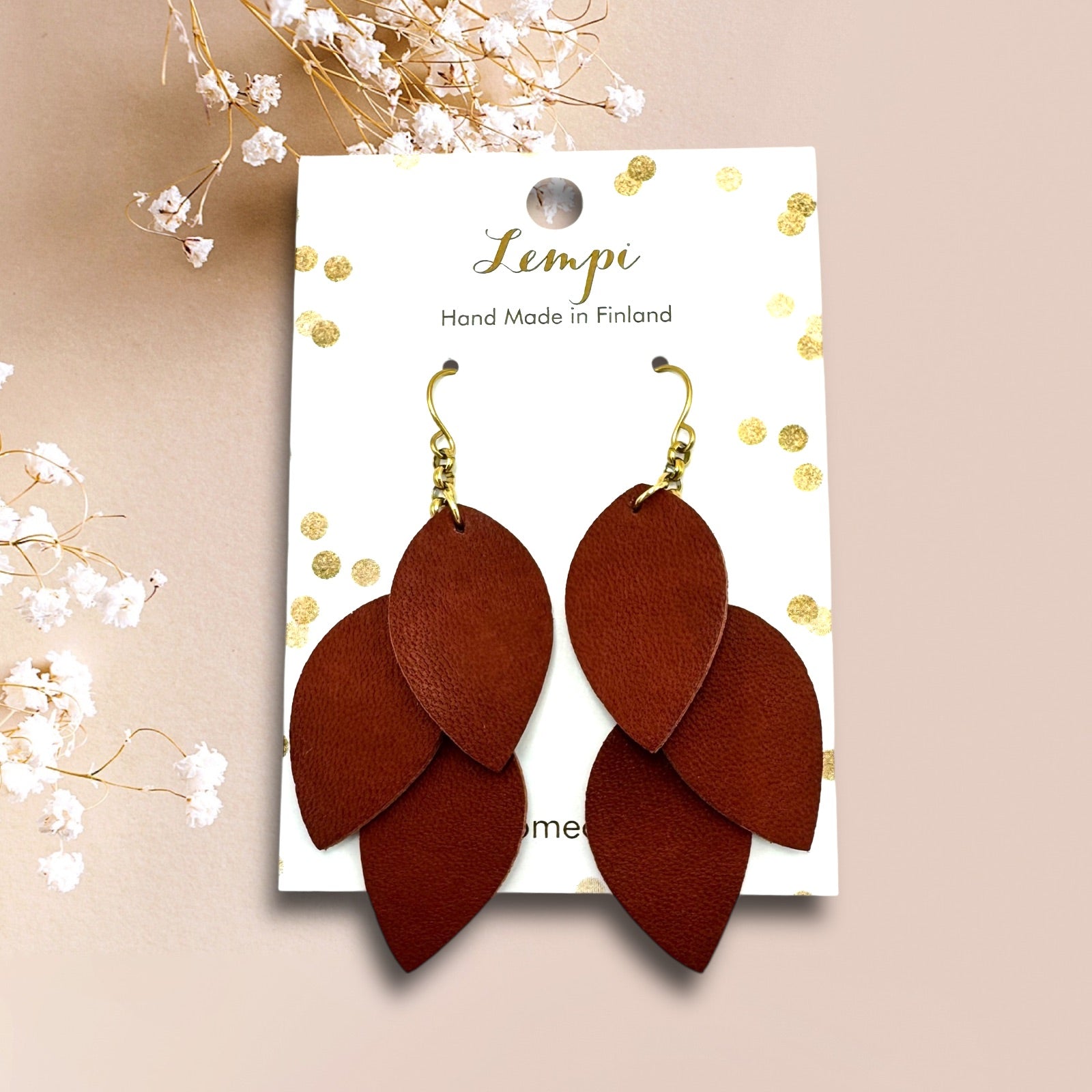 LEMPI earrings, Little Grain (cinnamon brown)