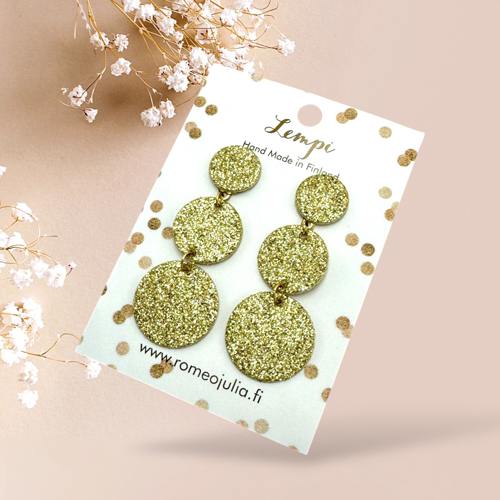 LEMPI® earrings, Ilona (dark pink glitter)