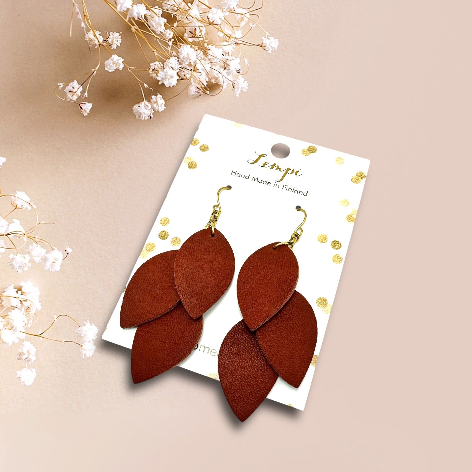 LEMPI earrings, Little Grain (cinnamon brown)