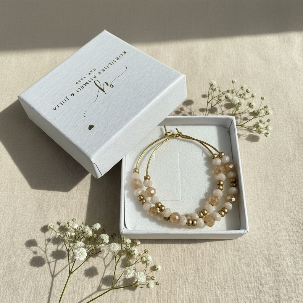 Pehmeän sävyiset helmirenkaat 35 mm halkaisijalla, käsintehty Oulussa.