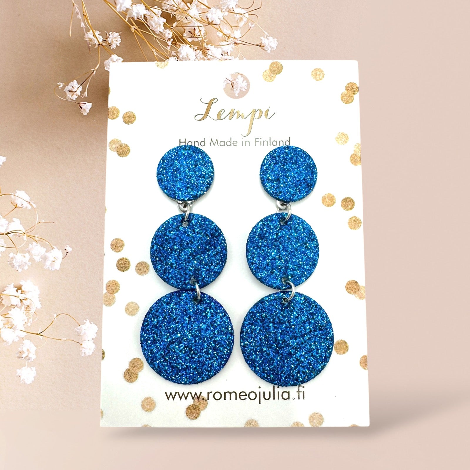 LEMPI® earrings, Ilona (dark pink glitter)