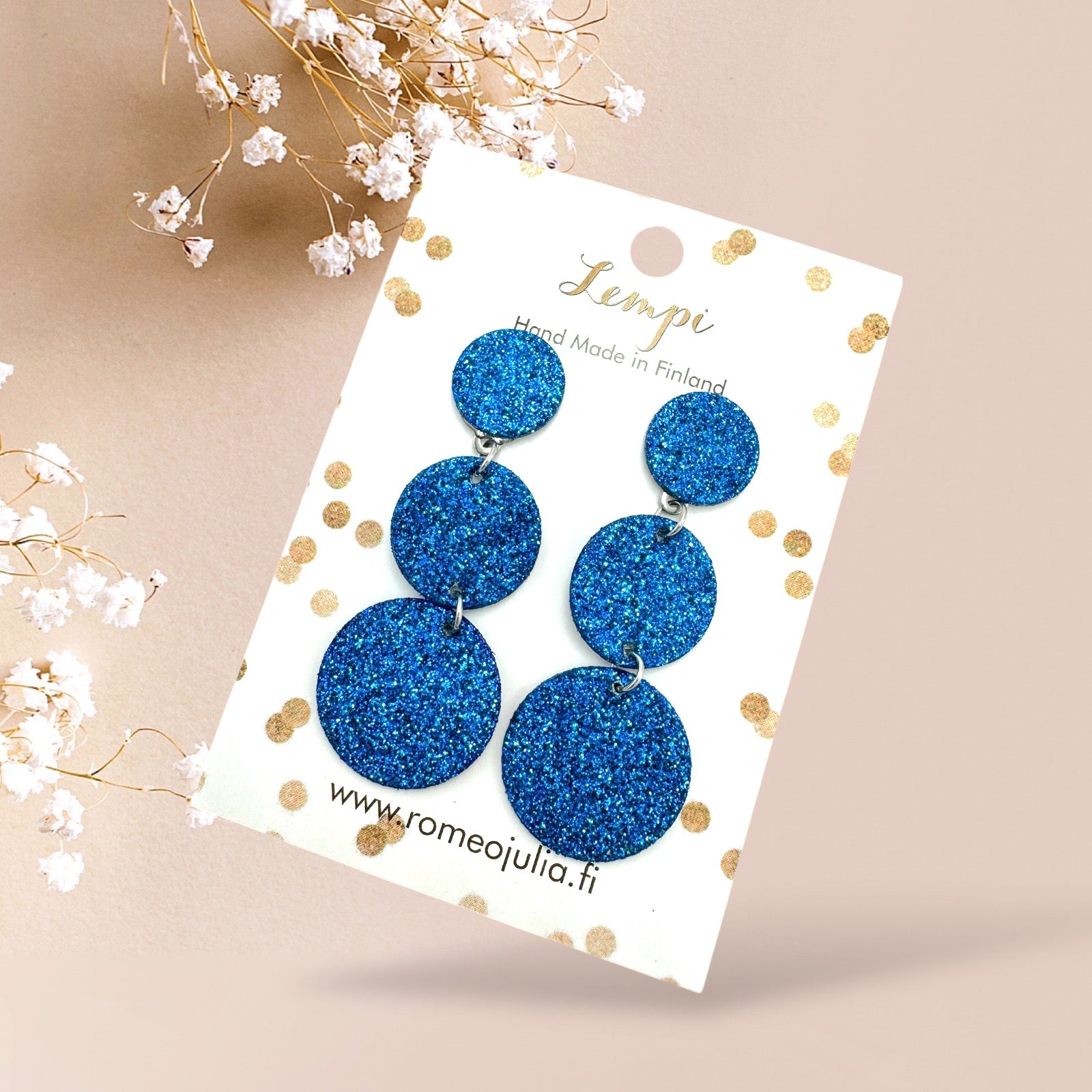 LEMPI® earrings, Ilona (dark pink glitter)