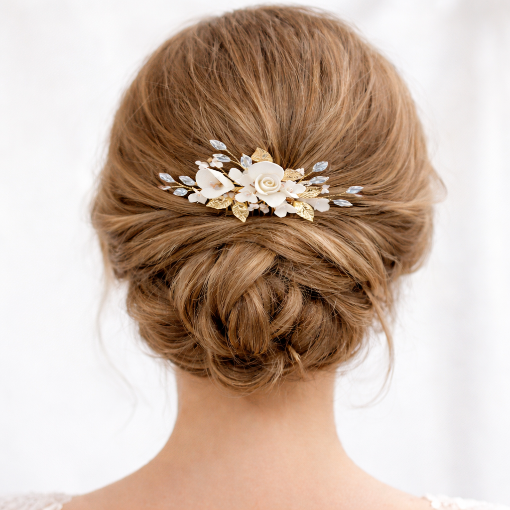 ROMANCE | Iris – kukkakoristeinen hiuskoru (kulta)