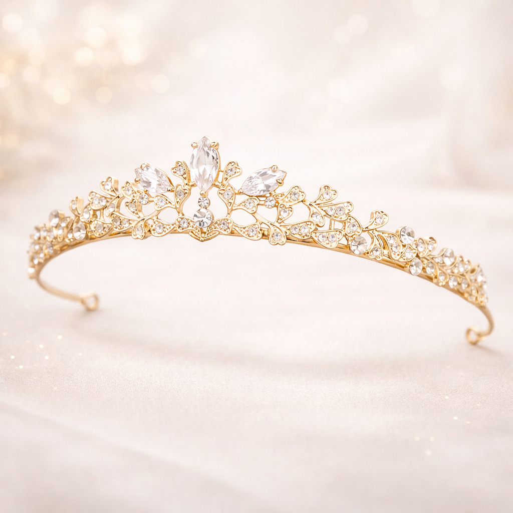 ROMANCE | Vivienne – kullanvärinen tiara kirkkailla kivillä