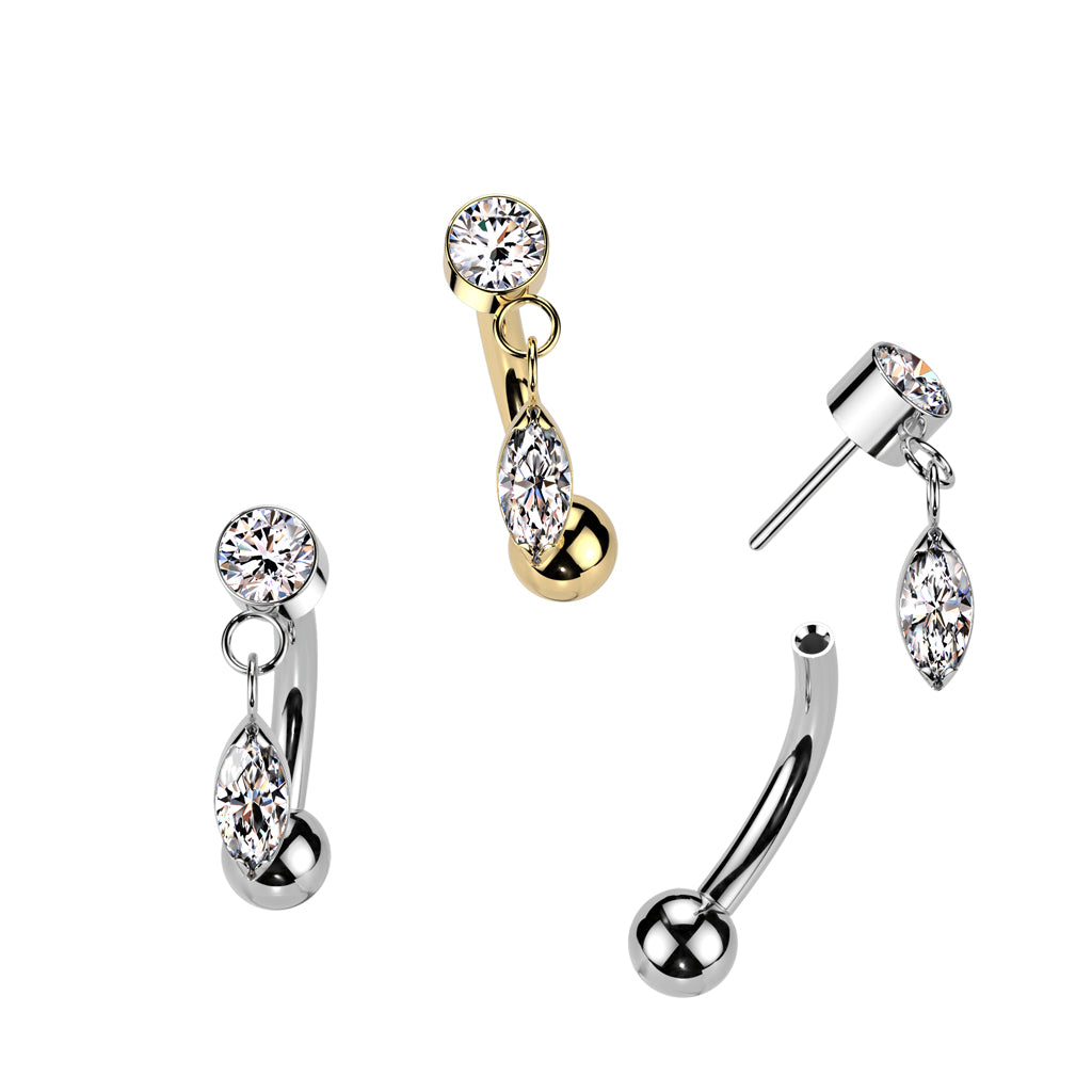 Bananabell/curved barbell 1.2mm|Titanium CZ Curved Barbell