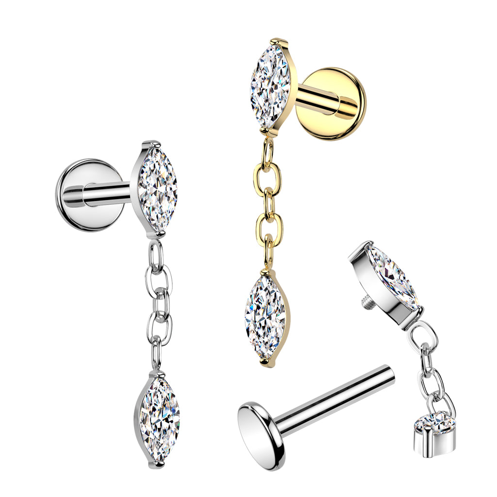 Titanium cartilage jewelry/tragus jewelry, Round Diamond Cut Top in Silver