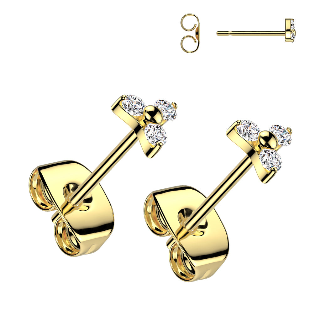 Titanium Stud Earrings, Round Titanium Cubic Zirconia (three sizes)