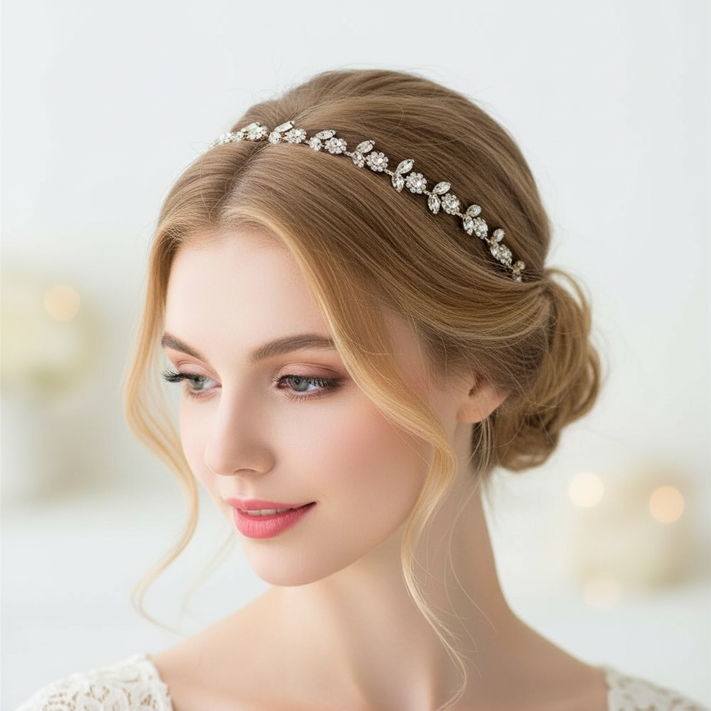 Hair ornament|ROMANCE, Juliette -gold-colored hair garland with crystals