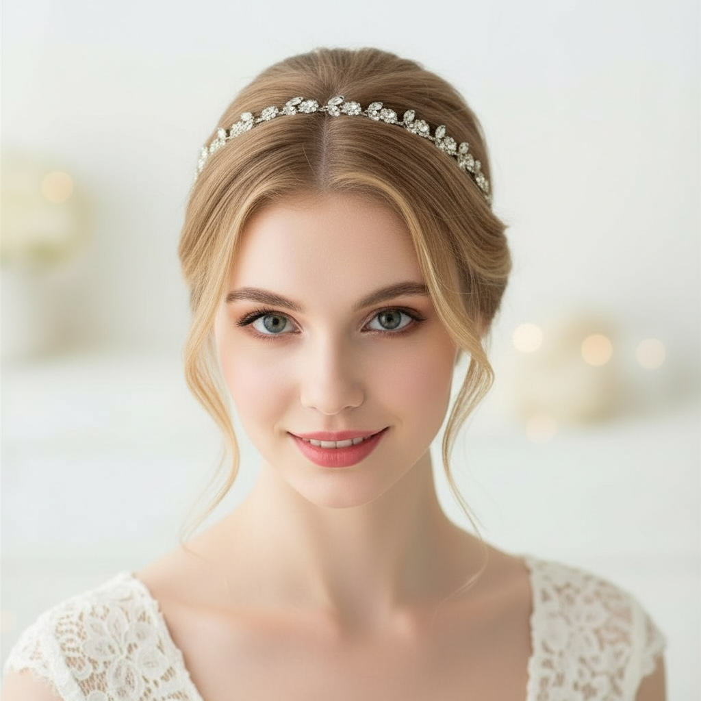 Hair ornament|ROMANCE, Juliette -gold-colored hair garland with crystals