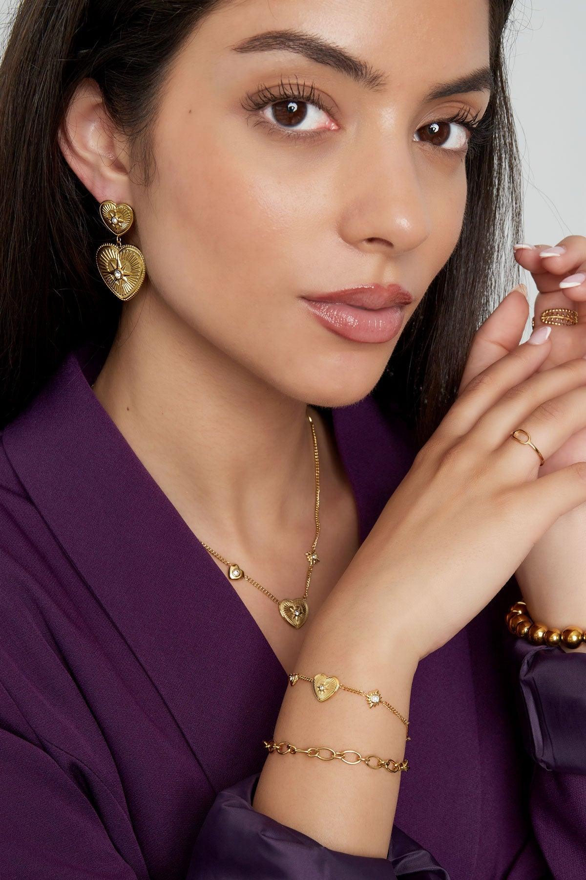 FRENCH RIVIERA | Ellie - graceful surgical steel heart bracelet (gold)