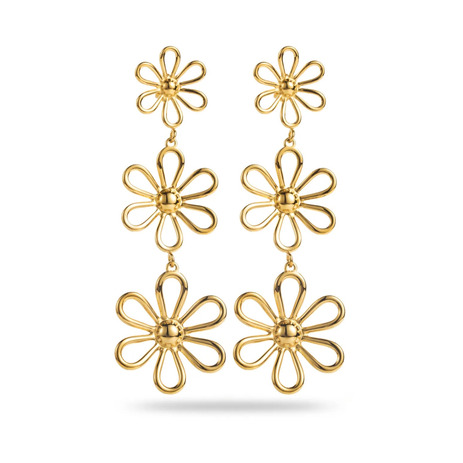 FRENCH RIVIERA | Golden Muse – kullanväriset statement-kukkakorvakorut
