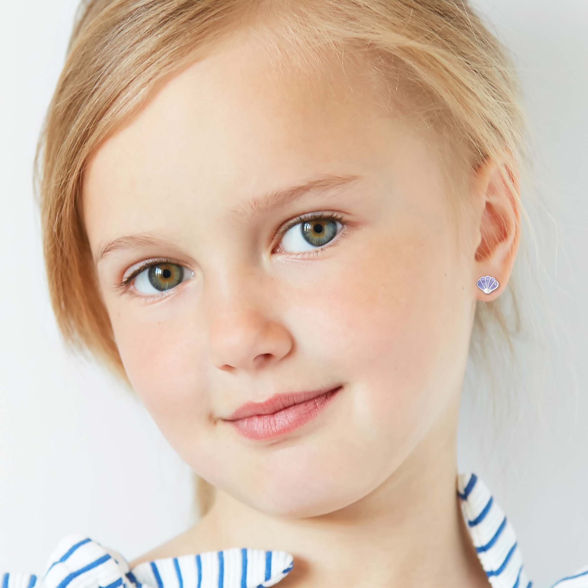 Children's silver studs, Pink Shell earrings