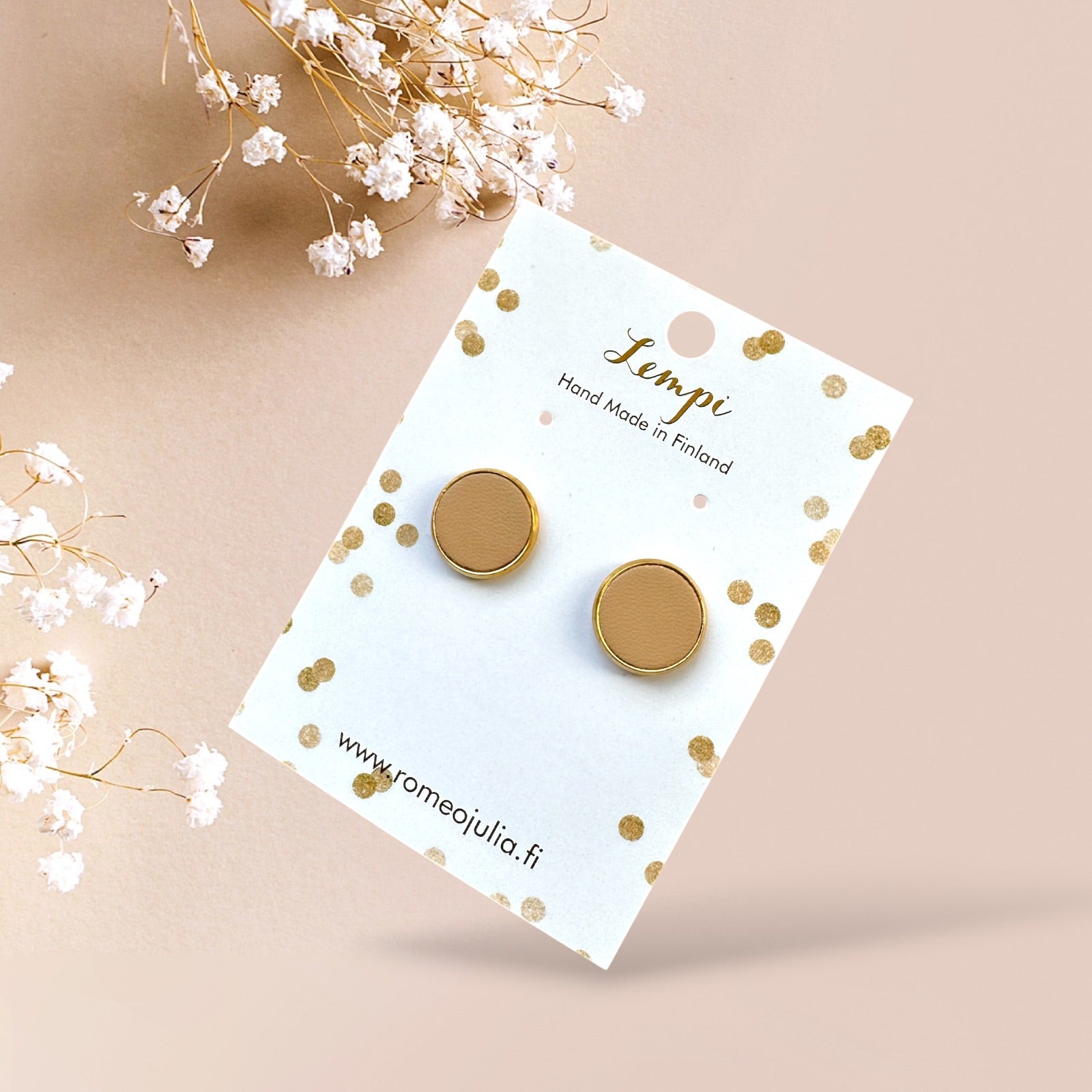 LEMPI earrings, Veera (gold / red glitter, S)