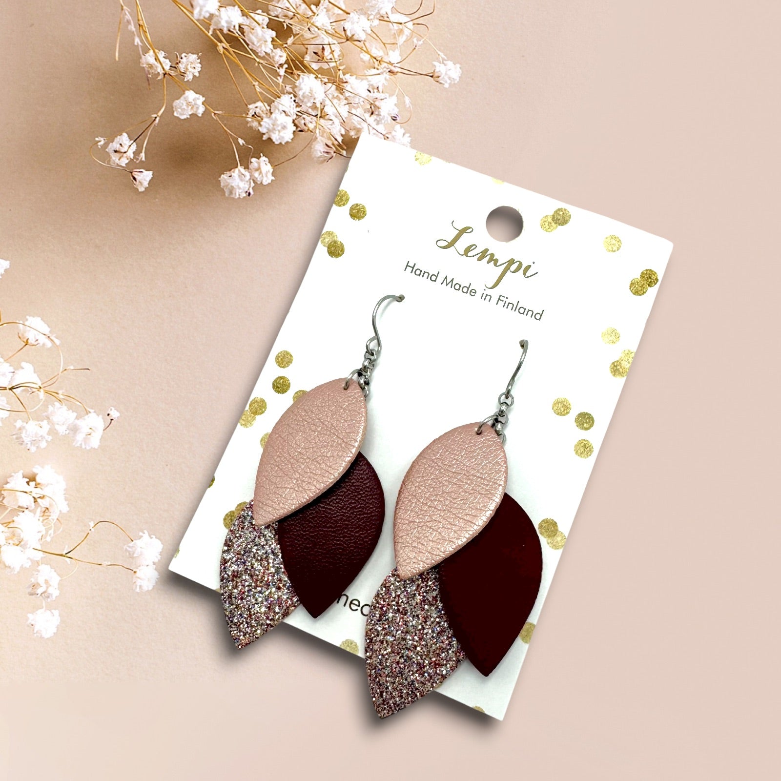 LEMPI earrings, Little Grain (cinnamon brown)