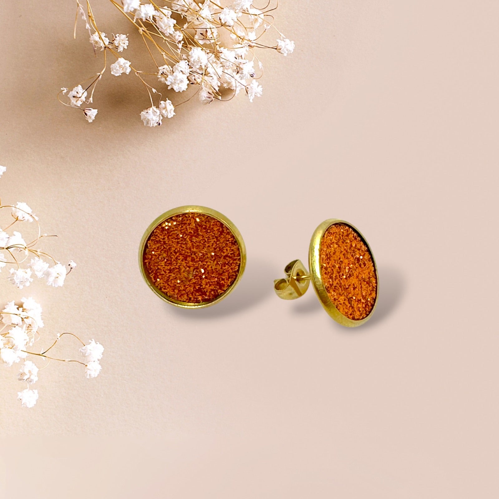 LEMPI earrings, Veera (gold / red glitter, S)