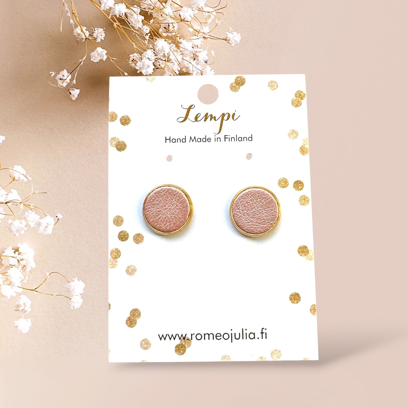 LEMPI earrings, Veera (gold / red glitter, S)