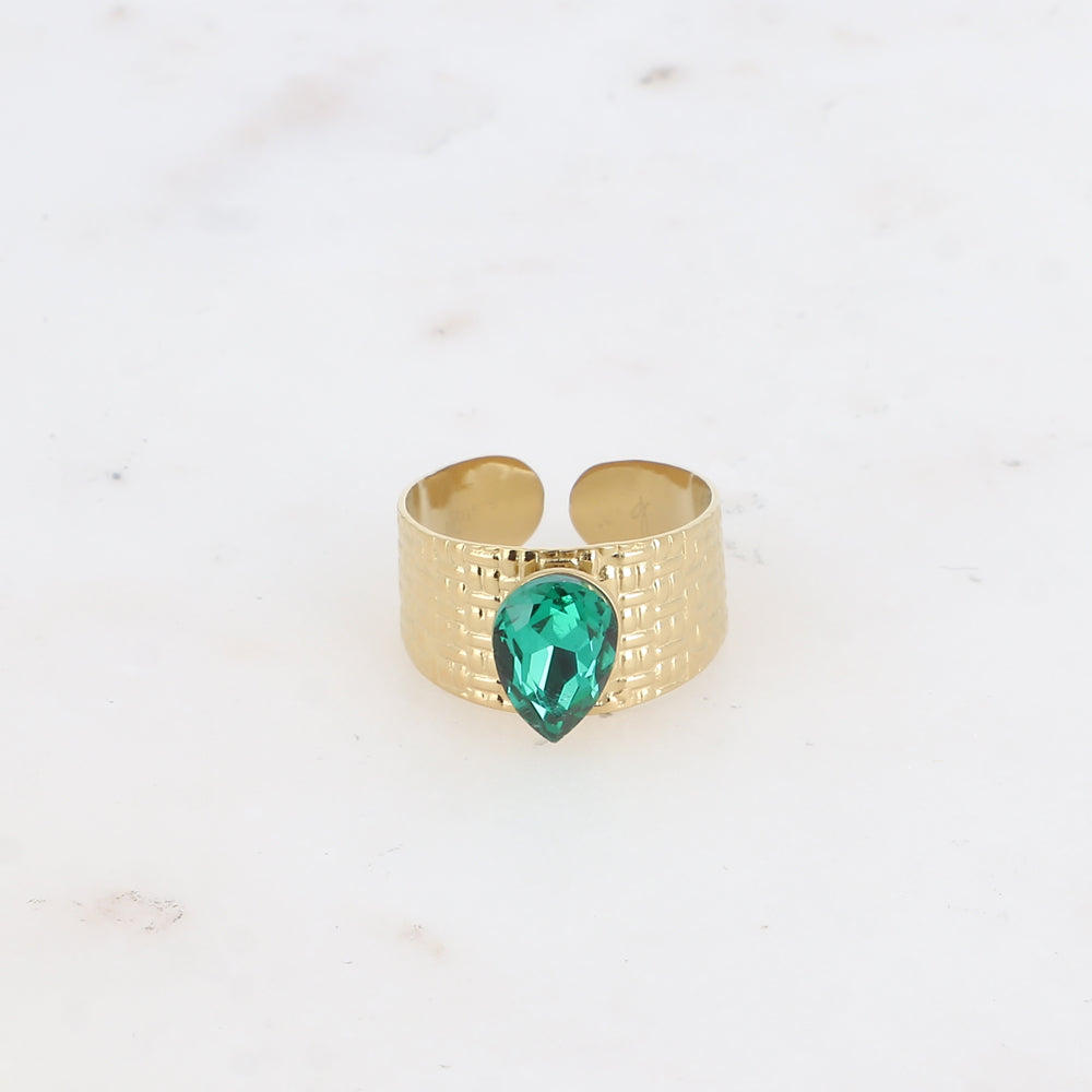 BOHM PARIS | Bague Rochelle -smaragdinvihreä kirurginterässormus