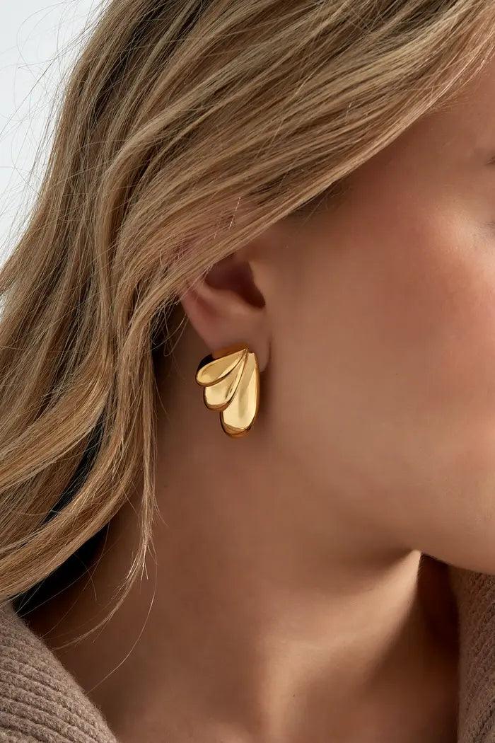 FRENCH RIVIERA | Gloria -modern surgical steel earrings (gold)