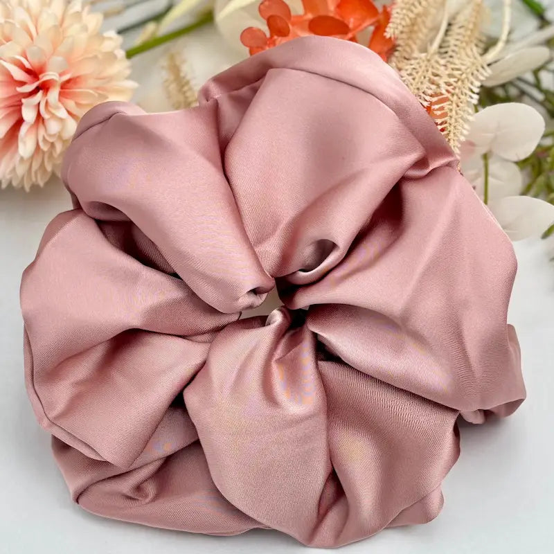 murrettu roosa satiini hiusdonitsi xl scrunchie
