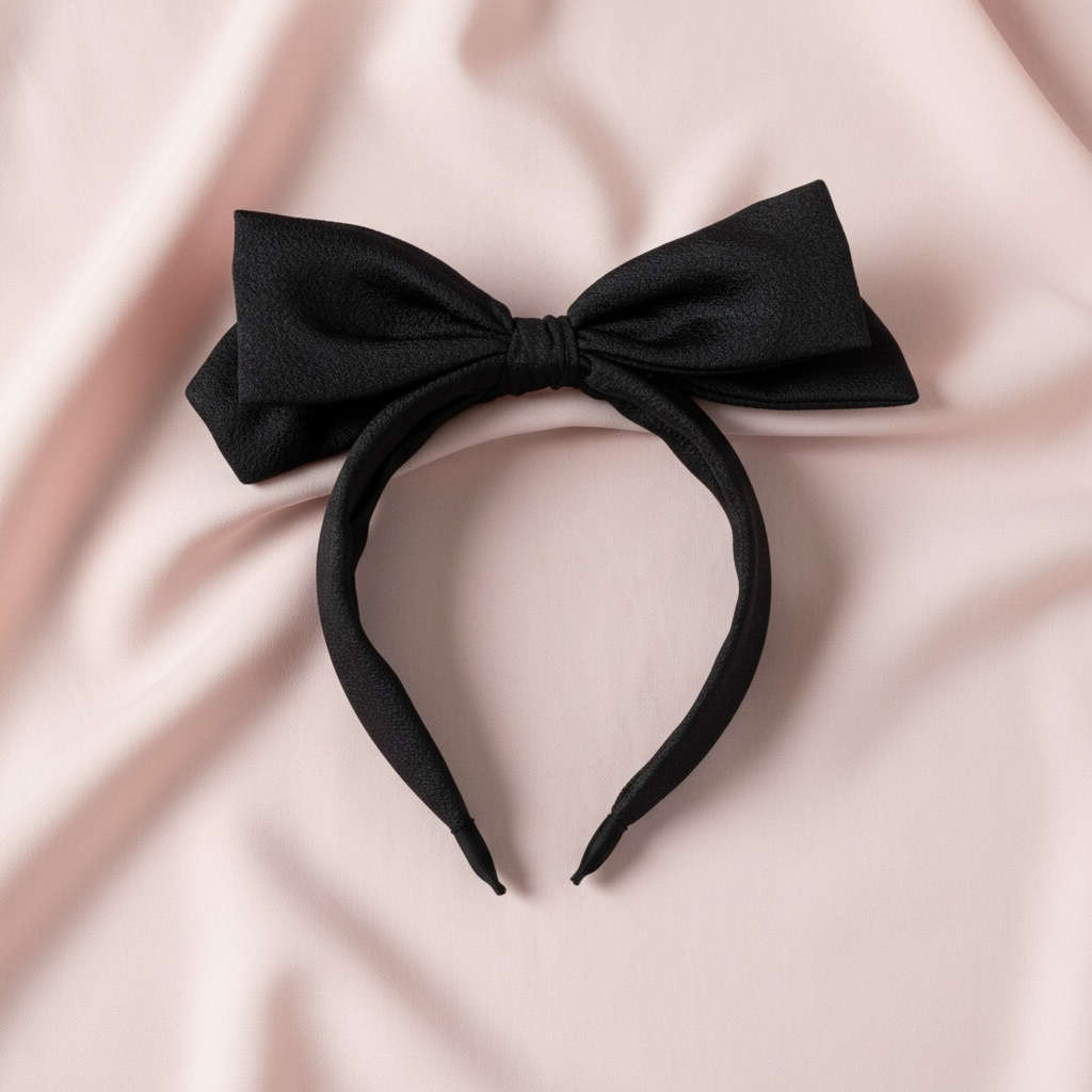 elegantti musta hiuspanta rusettiyksityiskohdalla pehmeä comfy malli