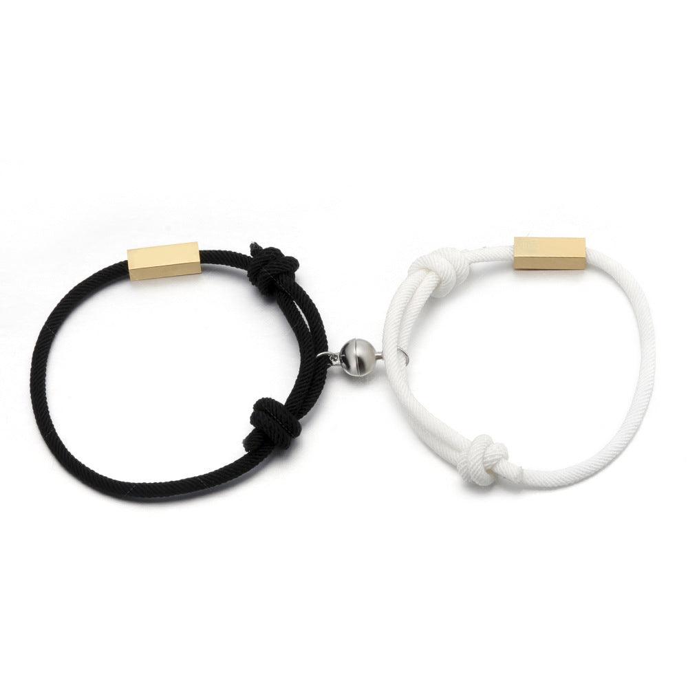 Rannekoru, Love Couple Bracelet -musta-valkoinen magneettirakkauskoru