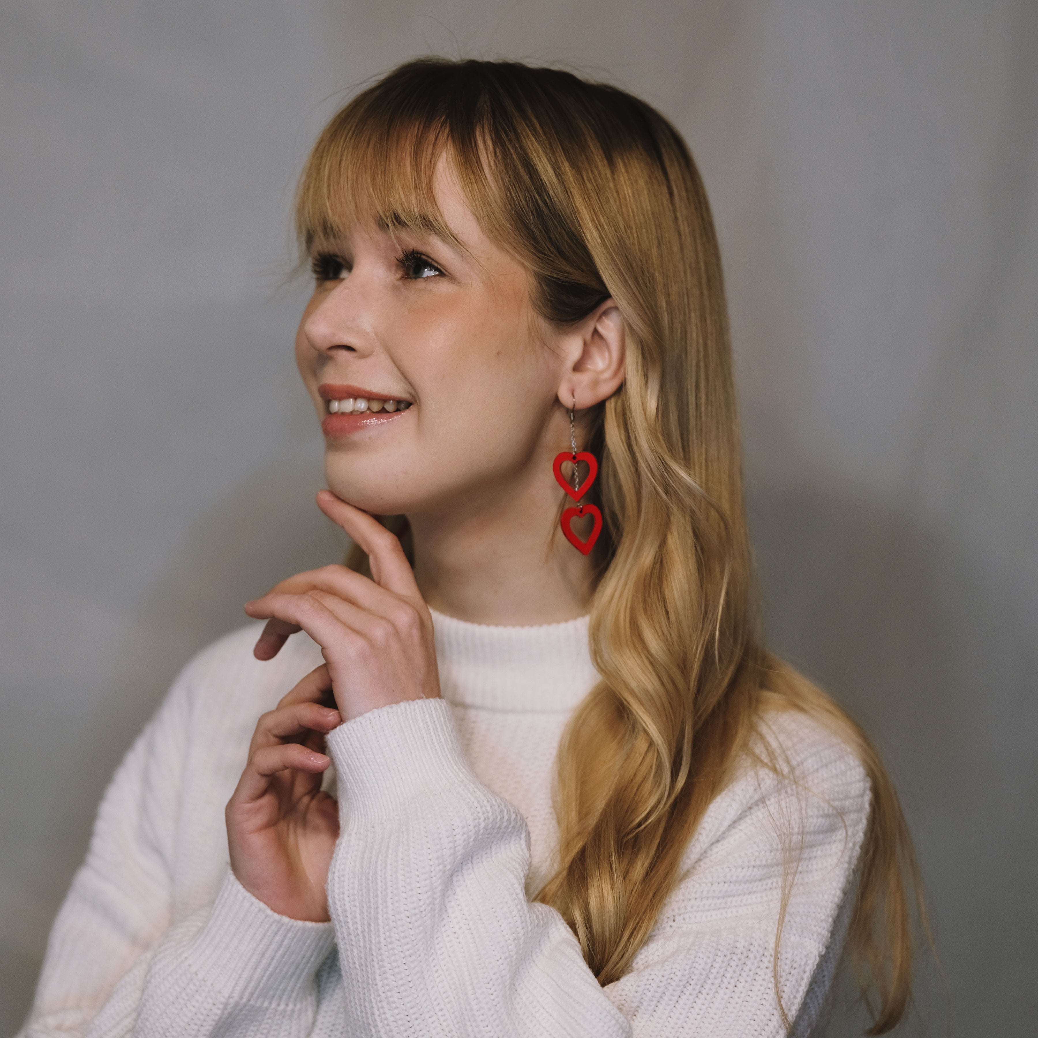 Onnensydän – puiset punaiset sydänkorvakorut