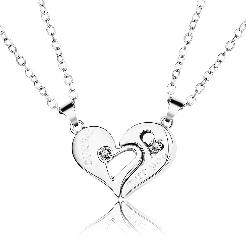 Jaettava hopeasävyinen rakkauskorusetti kahdelle – Love & Couple Silver Heart