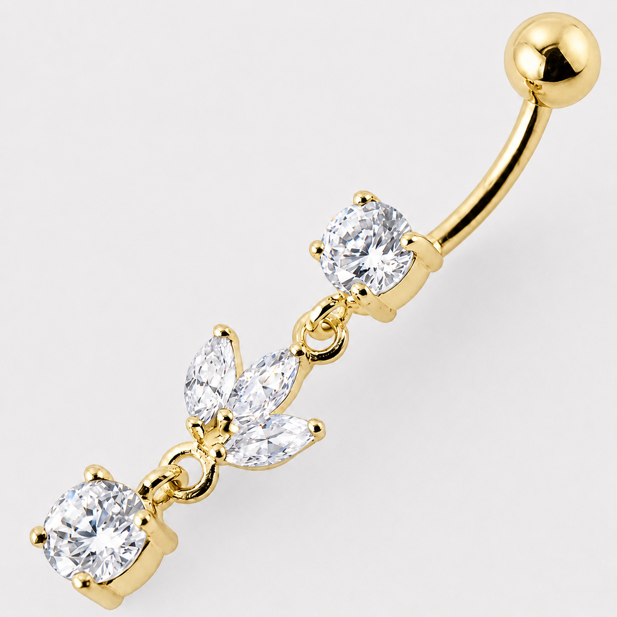 Gold-plated belly button ring, Brielle dangling belly button ring