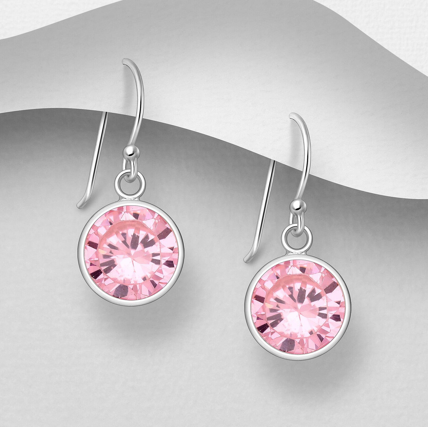 PREMIUM COLLECTION | Gunilla -vaaleanpunaiset hopeakorvakorut