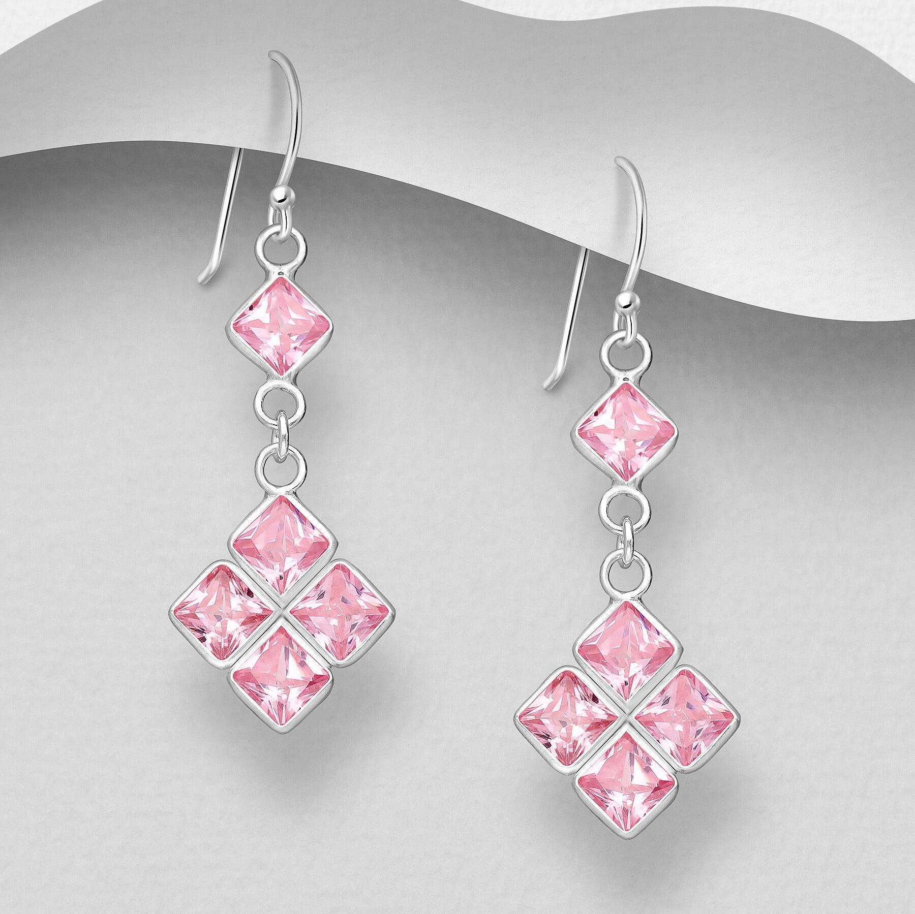 PREMIUM COLLECTION | Christa -vaaleanpunaiset hopeakorvakorut