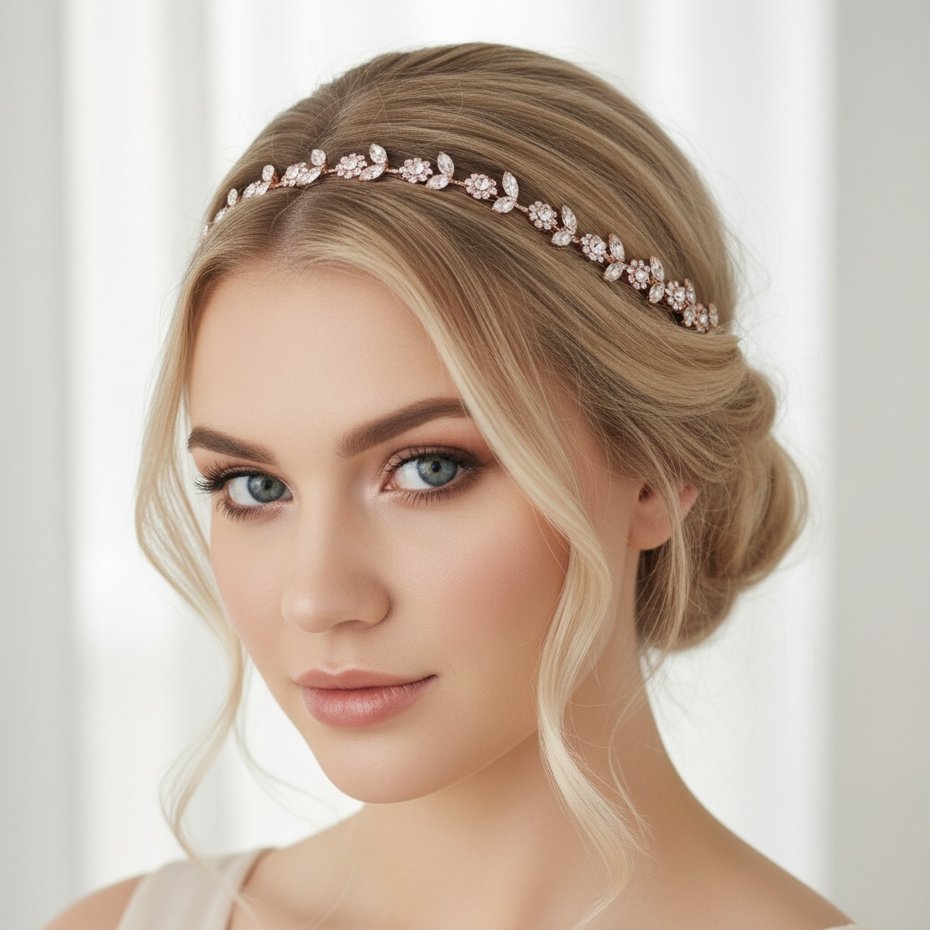 Hair ornament|ROMANCE, Juliette rose gold hairpin with crystals